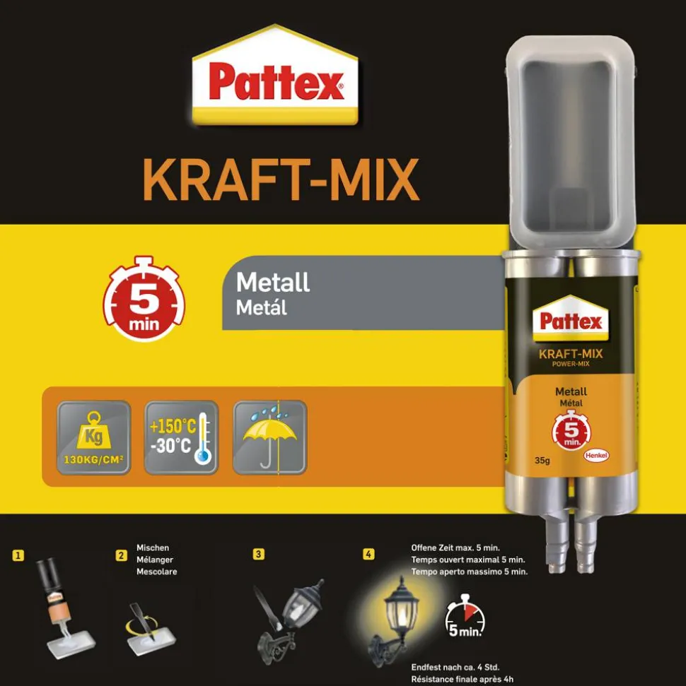 2 Komponenten-Epoxydharz-Kleber 'Kraft-Mix Metall' metallfarben 35 g