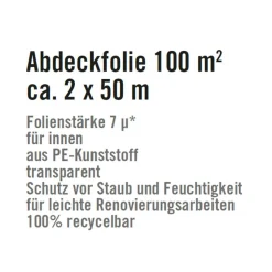 Abdeckplane Polyethylen transparent 2 x 50 m