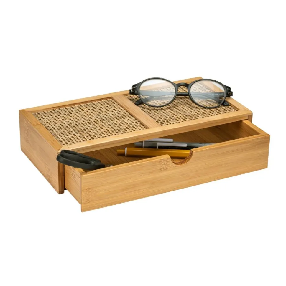 Ablagebox 'Allegre' Bambus/Rattan mit Schublade 28 x 14 x 6 cm