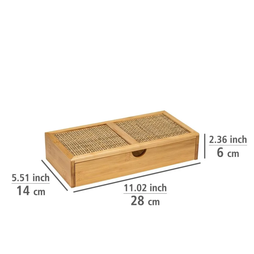Ablagebox 'Allegre' Bambus/Rattan mit Schublade 28 x 14 x 6 cm