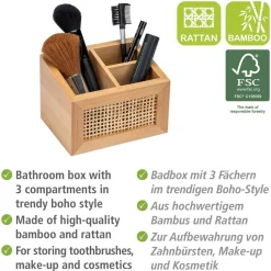 Ablagebox 'Allegre' Bambus/Rattan mit 3 Fächern 12 x 9 x 8,5 cm