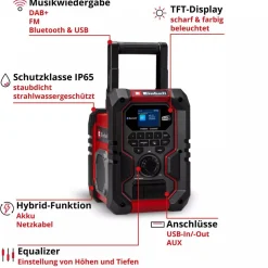 Akku-Baustellenradio 'TE-CR18Li Solo' DAB+FM mit Bluetooth 18 V ohne Akku und Ladegerät