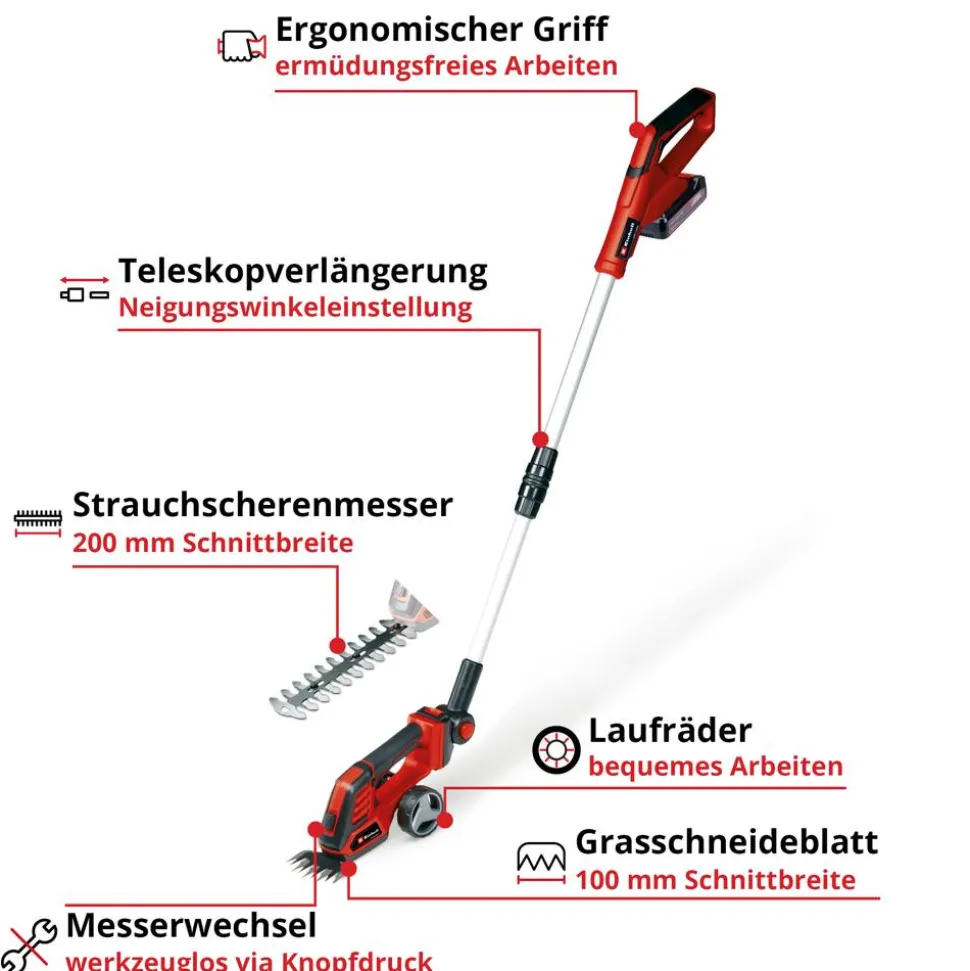 Akku-Gras- und Strauchschere 'GE-CG 18/100 Li T' mit Akku und Ladegerät