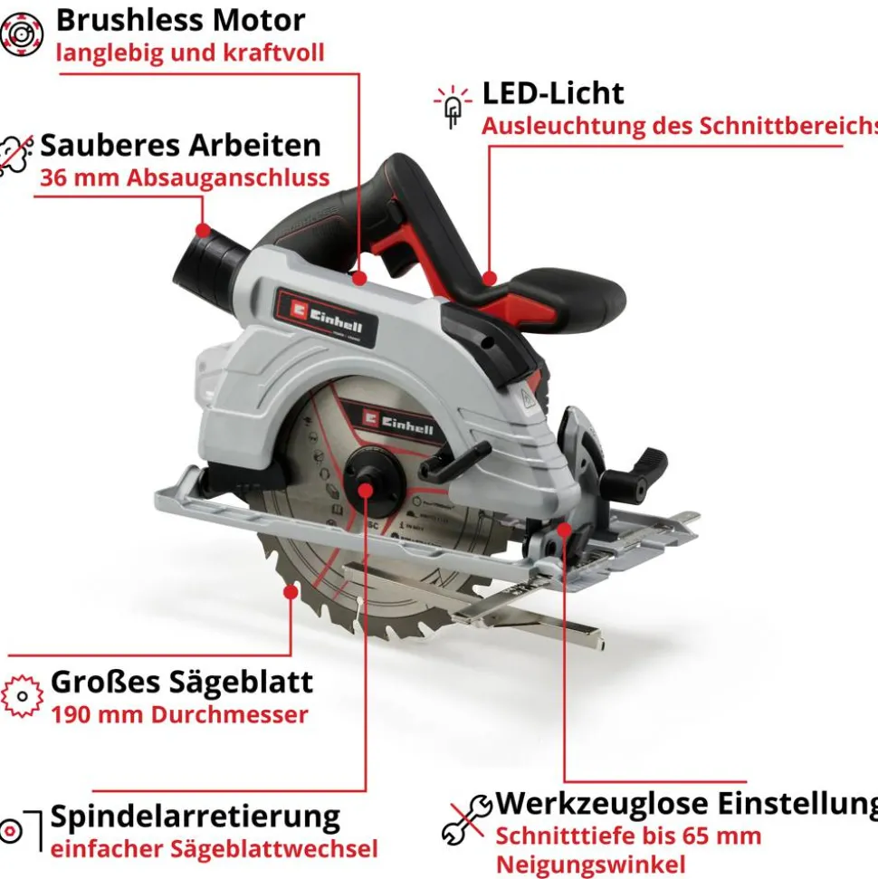 Akku-Handkreissäge 'TP-CS 18/190 Li BL - Solo' Ø 190 mm, ohne Akku
