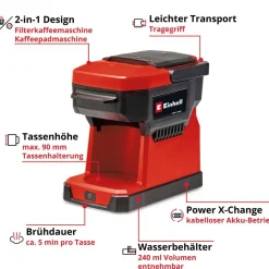 Akku-Kaffeemaschine 'TE-CF 18 Li-Solo' ohne Akku und Ladegerät