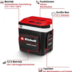 Akku-Kühlbox 'TE-COL 18/27 Li-Solo' schwarz/rot 27 l mit Warmhaltefunktion