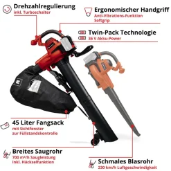 Akku-Laubsauger 'GE-CL 36/230 Li E -Solo' Power X-Change ohne Akku und Ladegerät