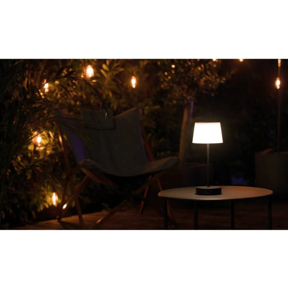 Akku-LED-Tischleuchte 'Leano' schwarz/weiß mit Farbwechsel, USB-Ladekabel Ø 12,8 x 30,5 cm
