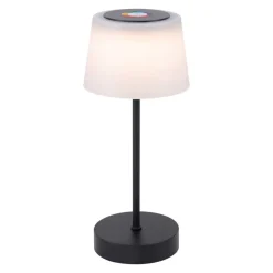 Akku-LED-Tischleuchte 'Leano' schwarz/weiß mit Farbwechsel, USB-Ladekabel Ø 12,8 x 30,5 cm