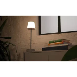 Akku-LED-Tischleuchte 'Marlo' grau/weiß mit USB-Ladekabel Ø 11 x 38 cm