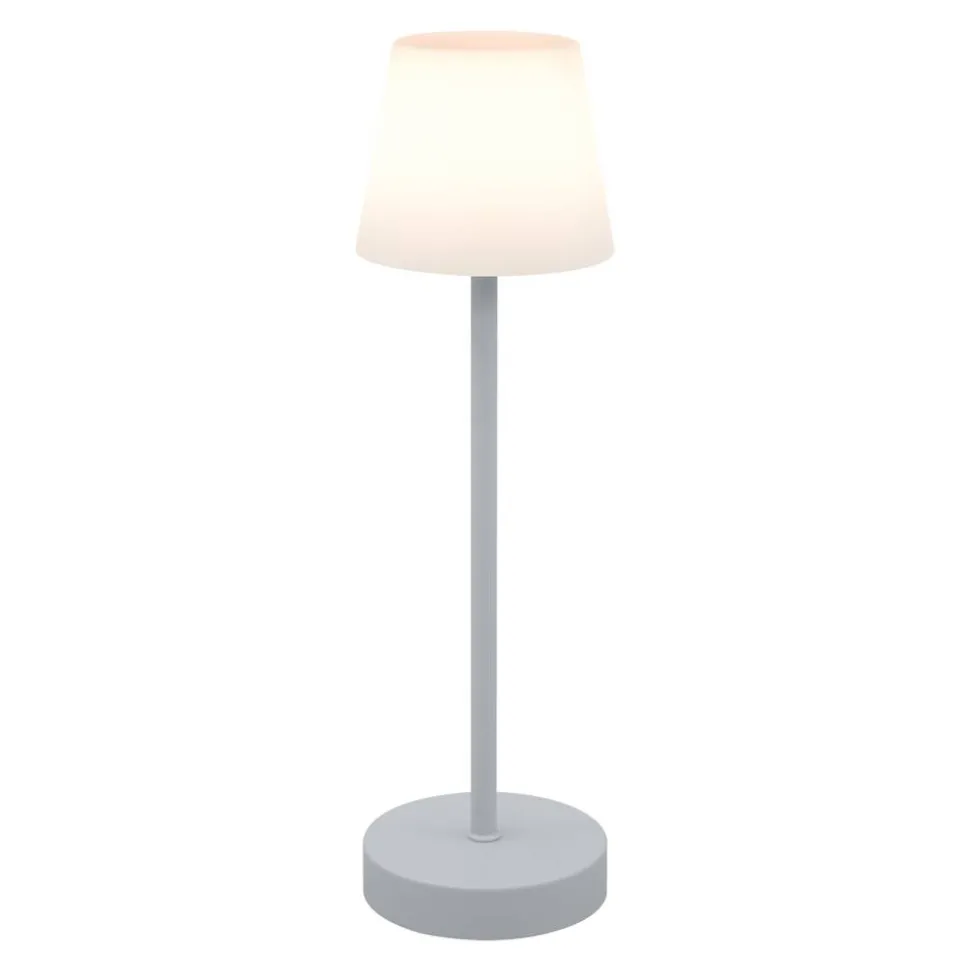 Akku-LED-Tischleuchte 'Marlo' grau/weiß mit USB-Ladekabel Ø 11 x 38 cm