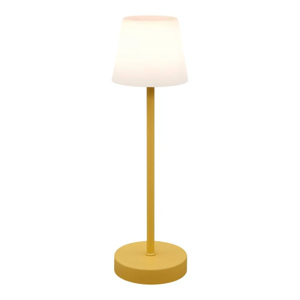 Akku-LED-Tischleuchte 'Marlo' gelb/weiß mit USB-Ladekabel Ø 11 x 38 cm