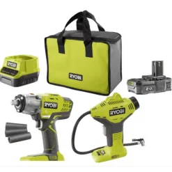Akku-Maschinen-Set 'ONE+ R18IWPI-120S' 18 V Akku-Schlagschrauber- und Handkompressor, inkl. Akku und Ladegerät