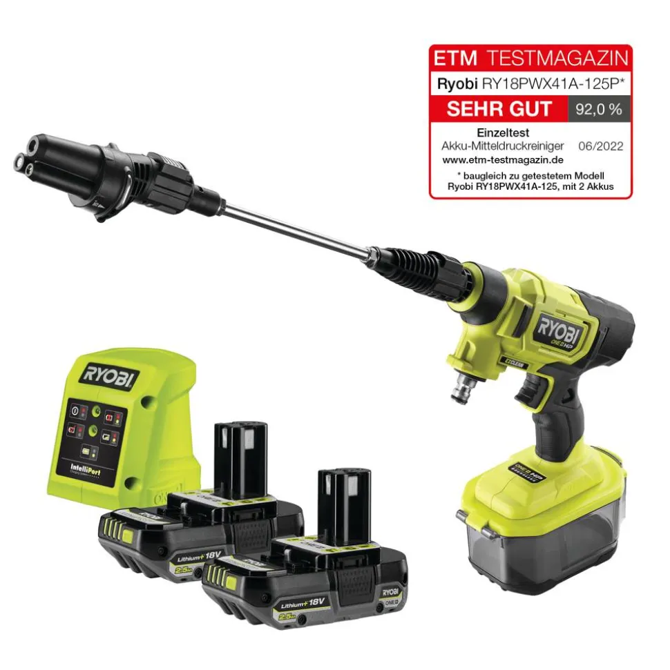 Akku-Mitteldruckreiniger 'ONE+ HP Brushless RY18PWX41A-125P' 18 V inklusive 2 Akkus und Ladegerät