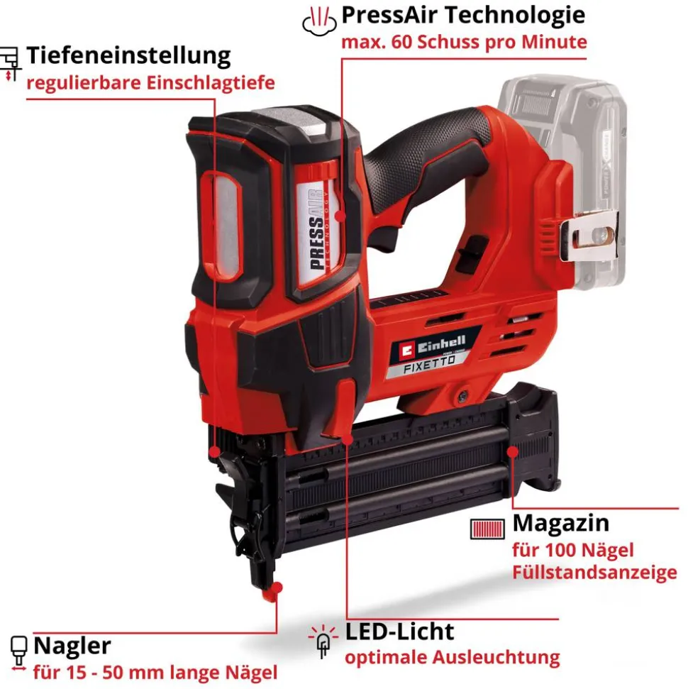 Akku-Nagler 'Fixetto 18/50 N' 18 V inklusive 500 Stück Nägel ohne Akku und Ladegerät
