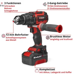 Akku-Schlagbohrschrauber 'TP-CD 18/70 Li-i BL Professional'-Kit 18 V mit 2 Akkus und Ladegerät