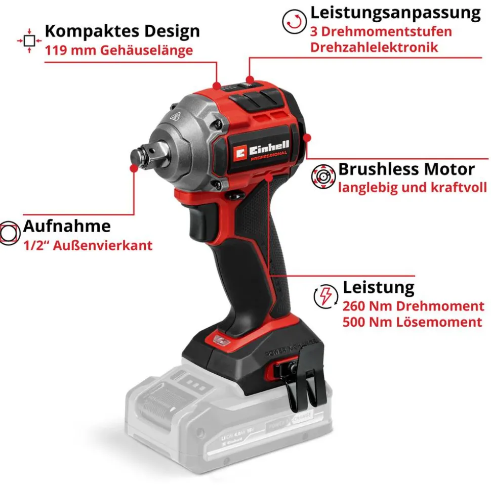 Akku-Schlagschrauber 'TP-CW 18/260-C Li BL - Solo' 18 V ohne Akku