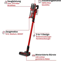 Akku-Stielstaubsauger 'TE-SV 18/270 Li BL-Solo' 18 V ohne Akku und Ladegerät