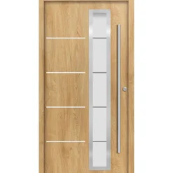 Alu-Stahlhaustür 'B06' eichefarben natur rechts 100 x 210 cm