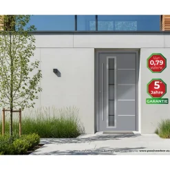 Alu-Stahlhaustür 'B06' grau links 100 x 210 cm