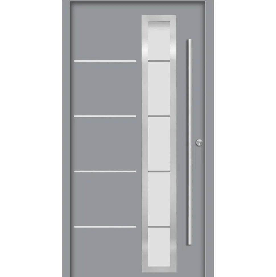 Alu-Stahlhaustür 'B06' grau rechts 110 x 210 cm