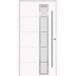 Alu-Stahlhaustür 'B06' weiß rechts 100 x 210 cm
