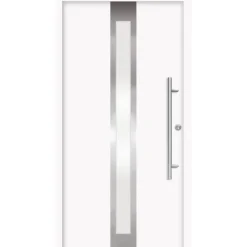 Alu-Stahlhaustür 'B01' weiß rechts 100 x 210 cm