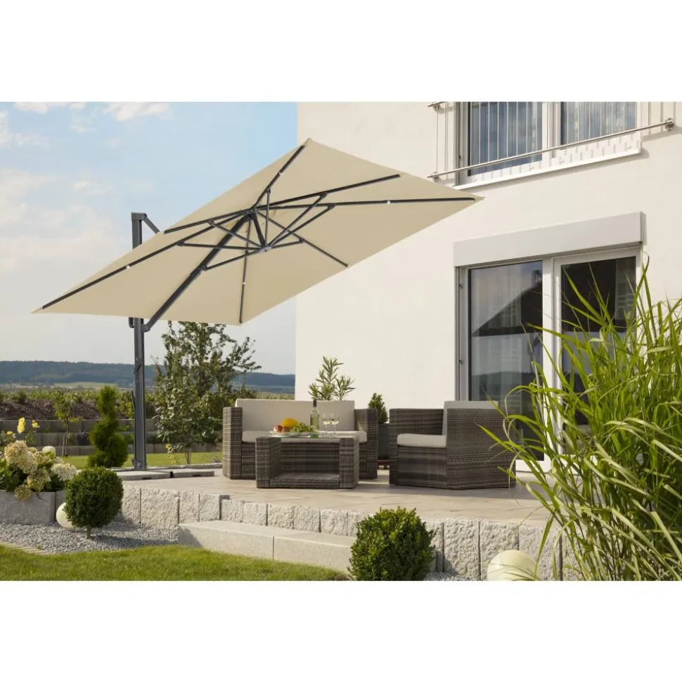 Ampelschirm 'Rhodos Smart' drehbar/neigbar 300 x 300 cm