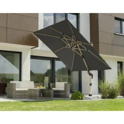 Ampelschirm 'Rhodos Twist Woody' neigbar/drehbar 300 x 300 cm