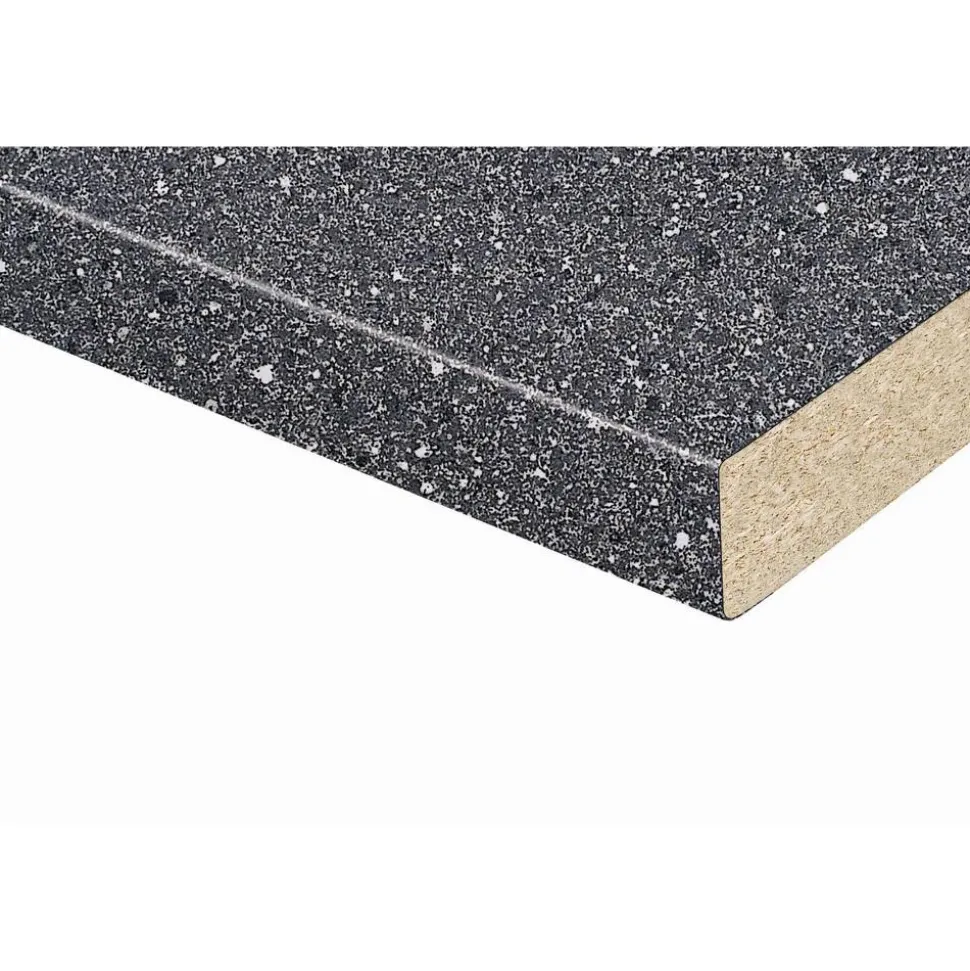 Arbeitsplatte 'Granito Anthrazit' dunkelgrau/weiß 4100 x 600 x 38 mm