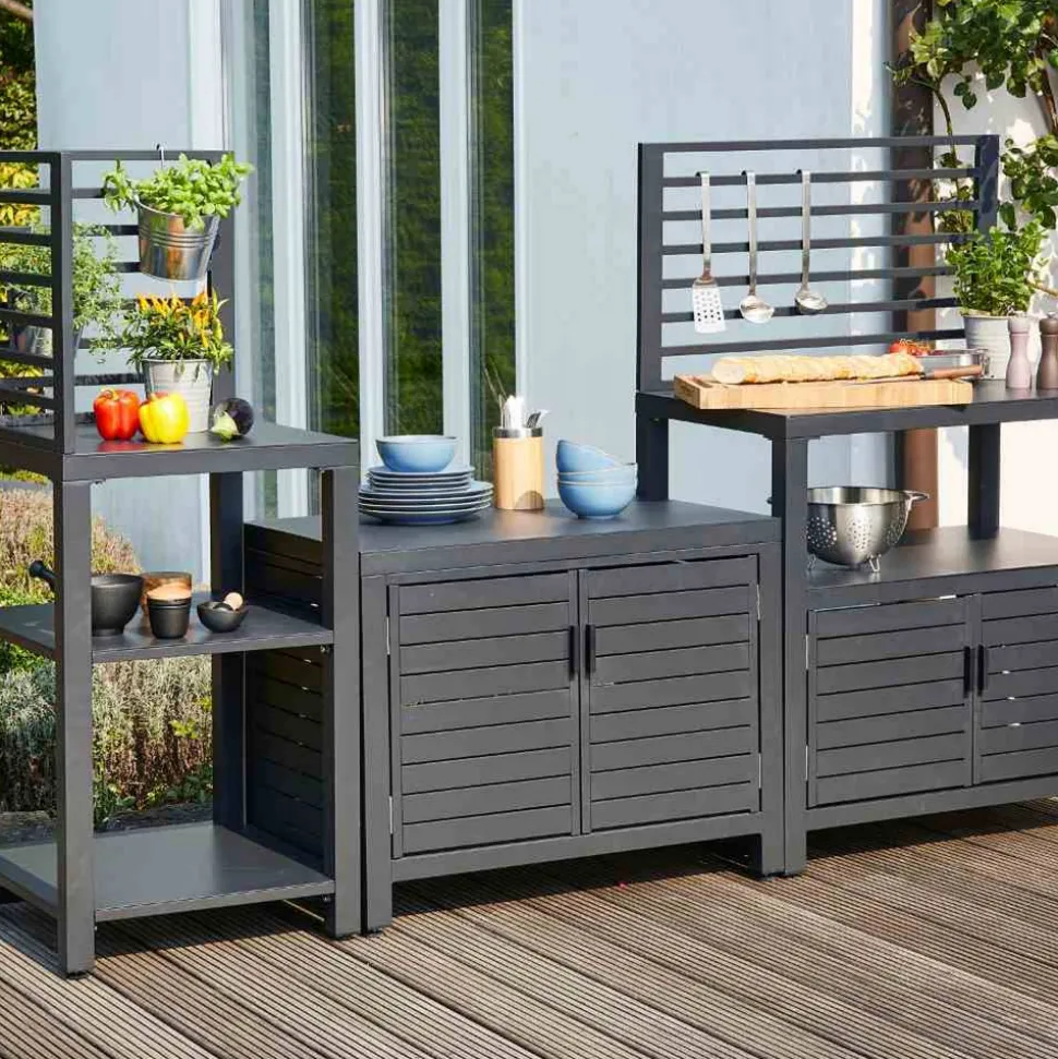 Außenküche 'Texas' Aluminium anthrazit 3-teilig