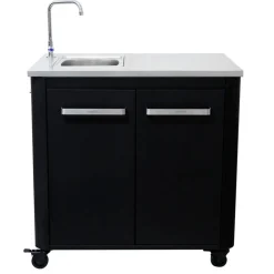 Außenküche-Modul mit Edelstahlspüle und Wasserhahn 90 x 90 x 60 cm