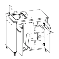 Außenküche-Modul mit Edelstahlspüle und Wasserhahn 90 x 90 x 60 cm