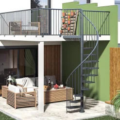 Außenspindeltreppe 'Gardenspin' Metall 11 Lochblechstufen Ø 155 cm anthrazit
