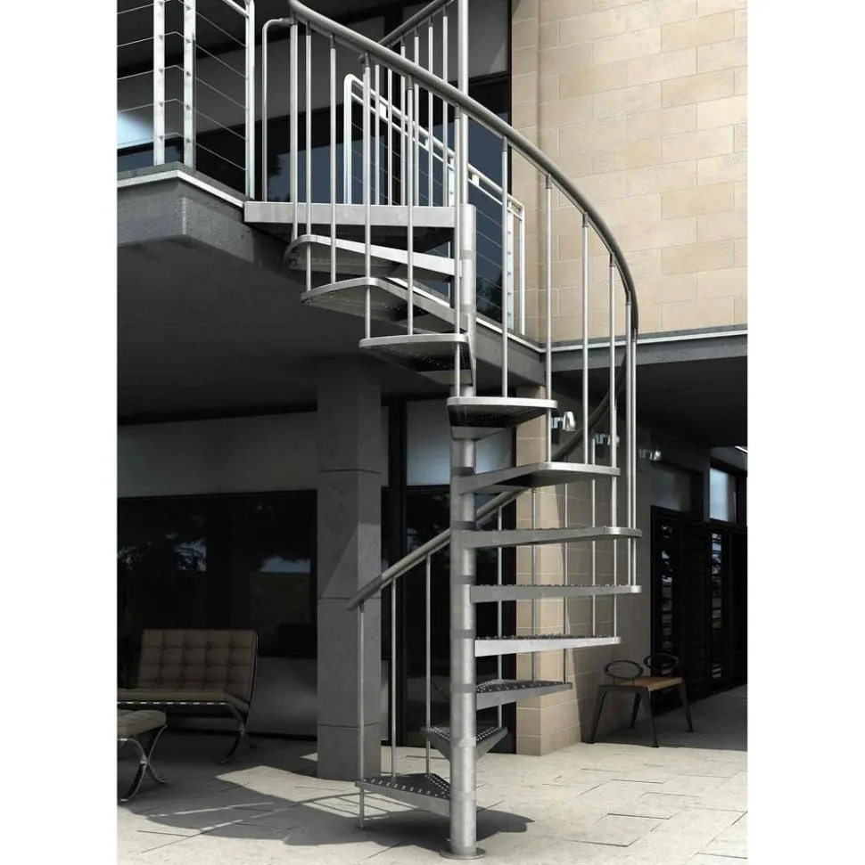 Außenspindeltreppe 'Gardenspin' Metall 13 Lochblechstufen Ø 155 cm