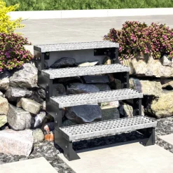 Außentreppe 'Gardentop' 4 Gitterroststufen 80 cm