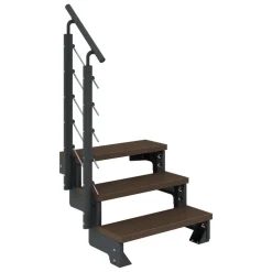 Außentreppe 'Gardentop' dunkelbraun 3 Stufen 80 cm mit Geländer