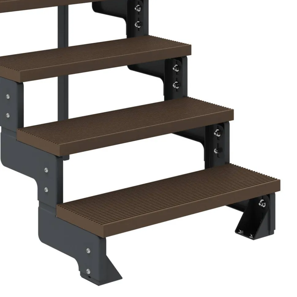 Außentreppe 'Gardentop' dunkelbraun 3 Stufen 80 cm mit Geländer