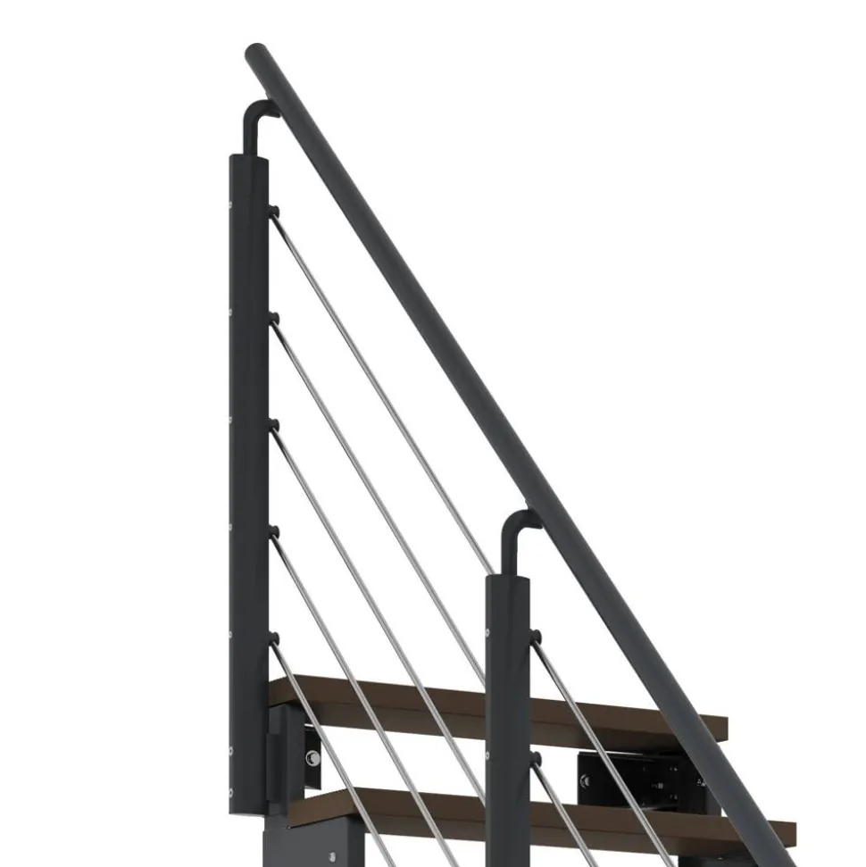 Außentreppe 'Gardentop' dunkelbraun 14 Stufen 80 cm mit Geländer