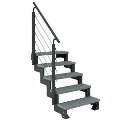 Außentreppe 'Gardentop' grau 5 Stufen 80 cm mit Geländer