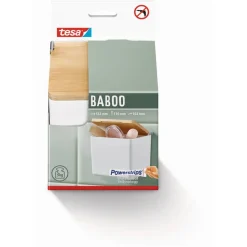 Aufbewahrungsbox 'Baboo' klein mattweiß 12,2 x 11 x 10,2 cm mit Bambusdeckel