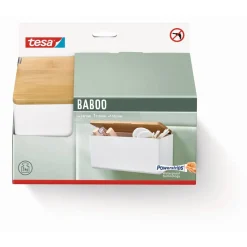 Aufbewahrungsbox 'Baboo' mittelgroß mattweiß 24,2 x 11 x 10,2 cm mit Bambusdeckel