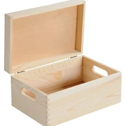 Aufbewahrungskiste Kiefer naturfarben 29 x 19 x 13,5 cm, mit Klappdeckel