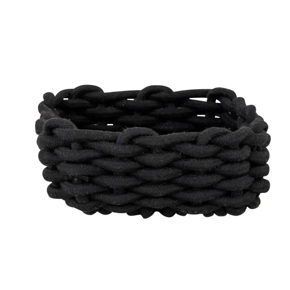 Aufbewahrungskorb 'Melara' Baumwolle, Polyester schwarz 21,5 x 7,5 x 21,5 cm