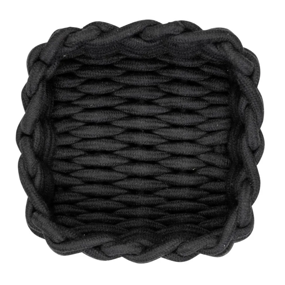 Aufbewahrungskorb 'Melara' Baumwolle, Polyester schwarz 21,5 x 7,5 x 21,5 cm