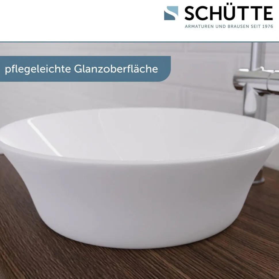 Aufsatzhandwaschbecken rund 'Tassoni Bowl' weiß Ø 40 x 11 cm