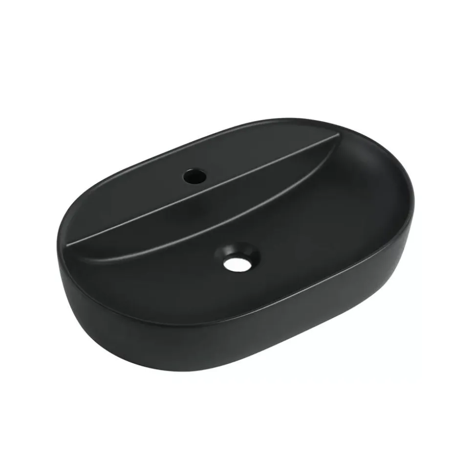 Aufsatzwaschbecken oval 'Tari' schwarz 60,5 x 12 x 40 cm