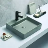Aufsatzwaschtisch 'Heru' Keramik matt light grey 44 x 44 x 10 cm