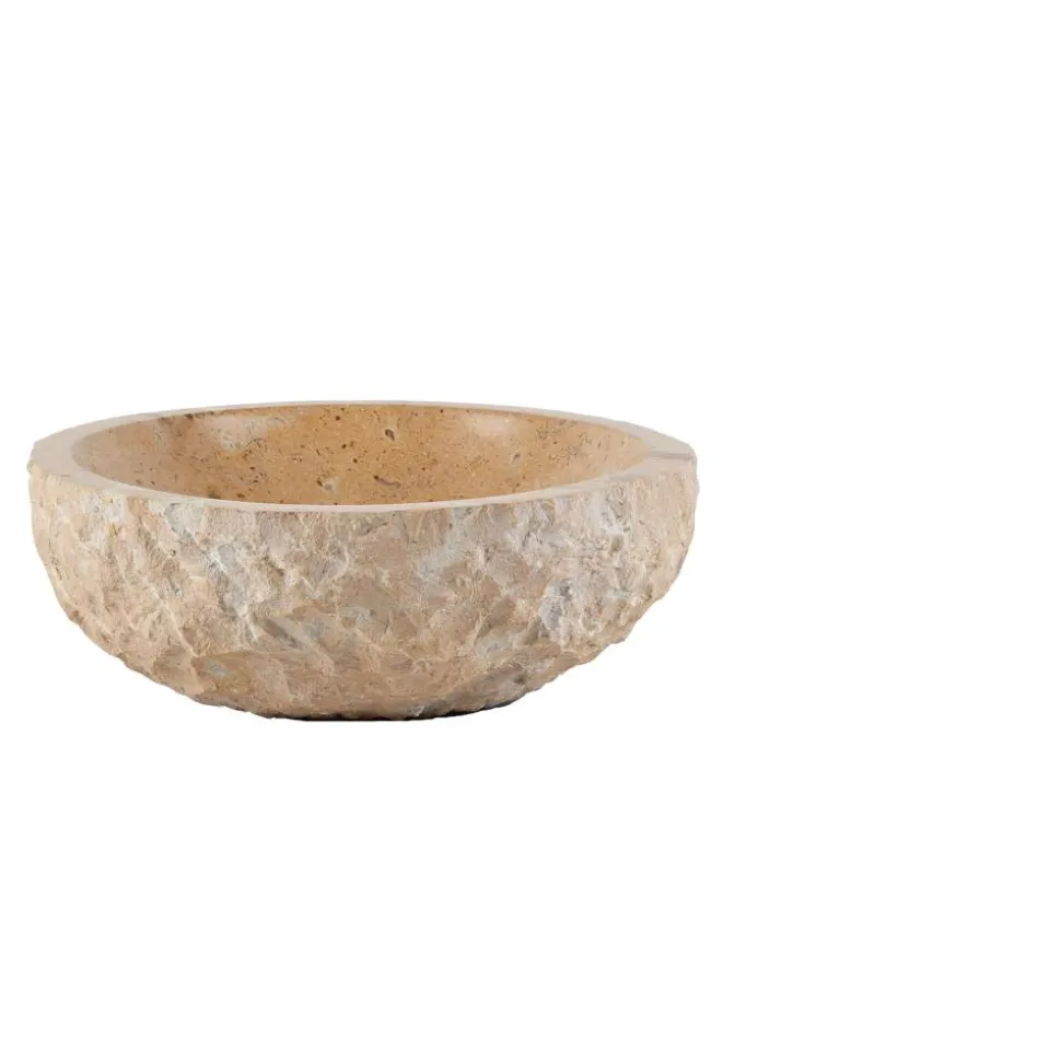 Aufsatz-Waschtisch Naturstein hellbraun 42 x 42 x 14 cm