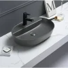 Aufsatzwaschtisch 'Tari' Keramik oval matt dark grey 60,5 x 40 x 12 cm